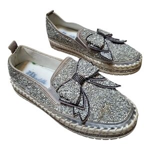 Waddle Sparkling Women's Loafers with Bow Accent - Size 9.5 (260)